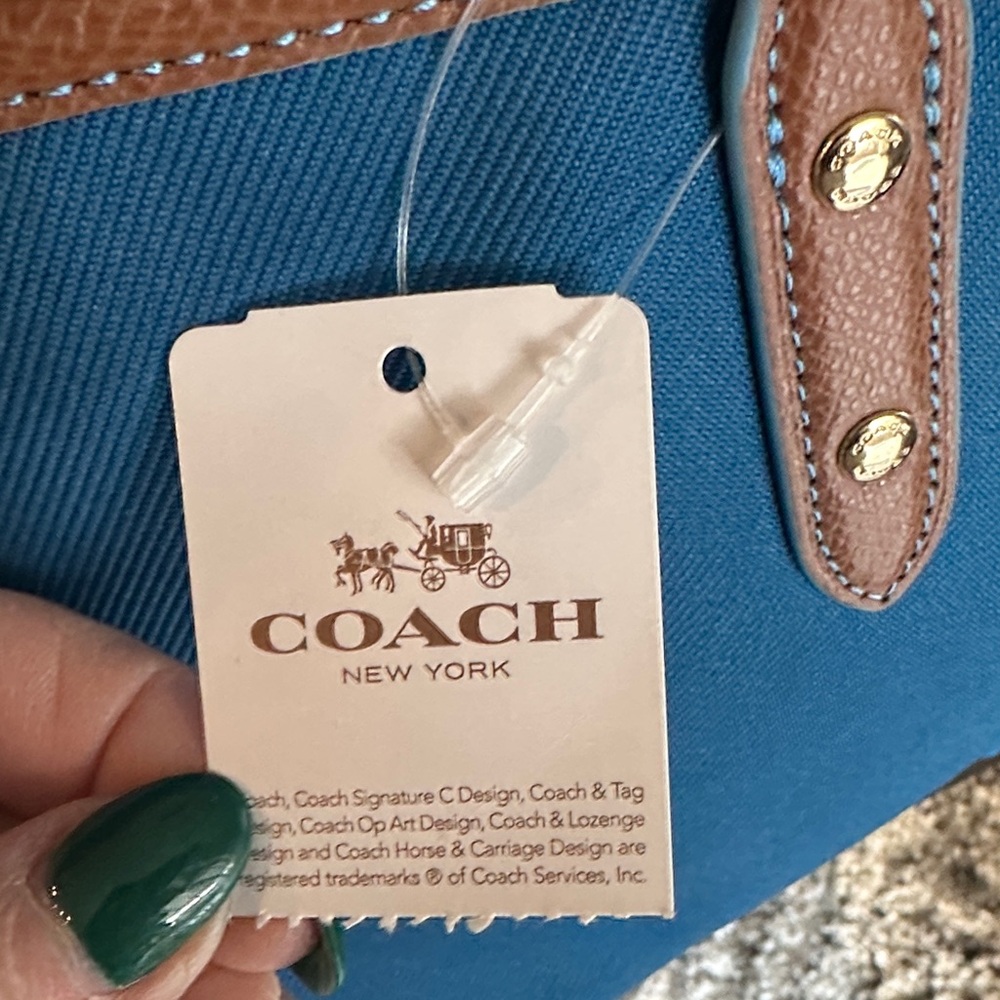 Coach Blue and Tan Tote Bag - Picture 6 of 11